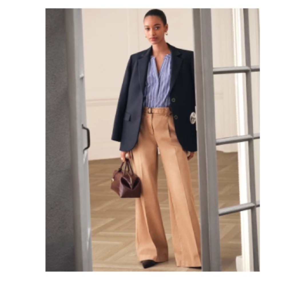 New Anne Taylor The petite belted wide leg pants